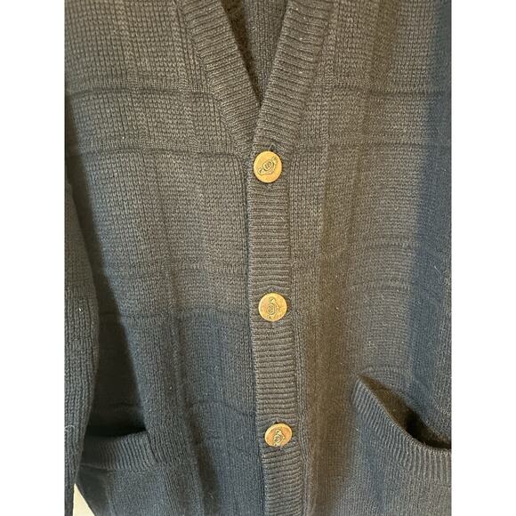 Gucci Cardigan Sweater Mens 54 XL Black Camel Hair Buttons Vtg Vneck - Picture 3 of 9
